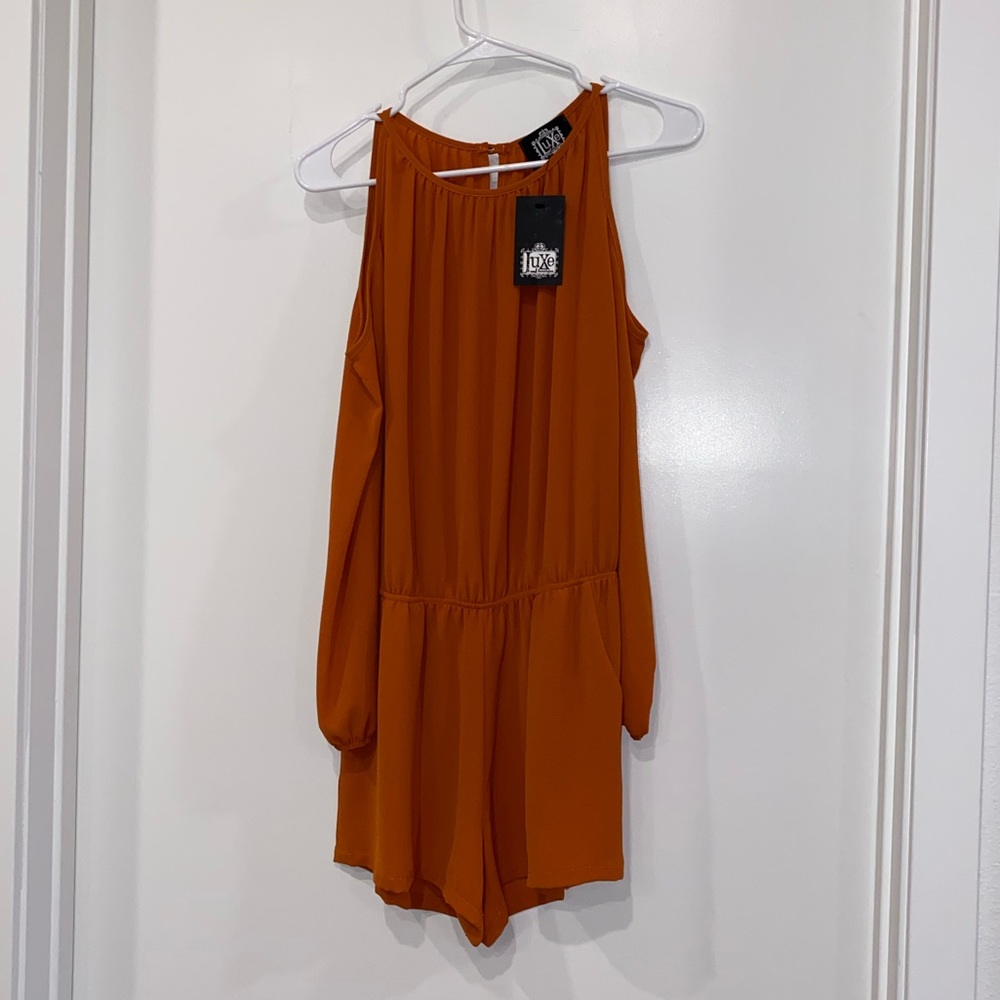 Orange Cold Shoulder Romper - Never Worn with Tags!